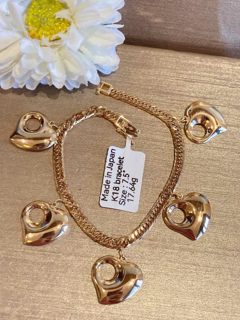 k18gold heart monaca bracelet,7.52g,17cm