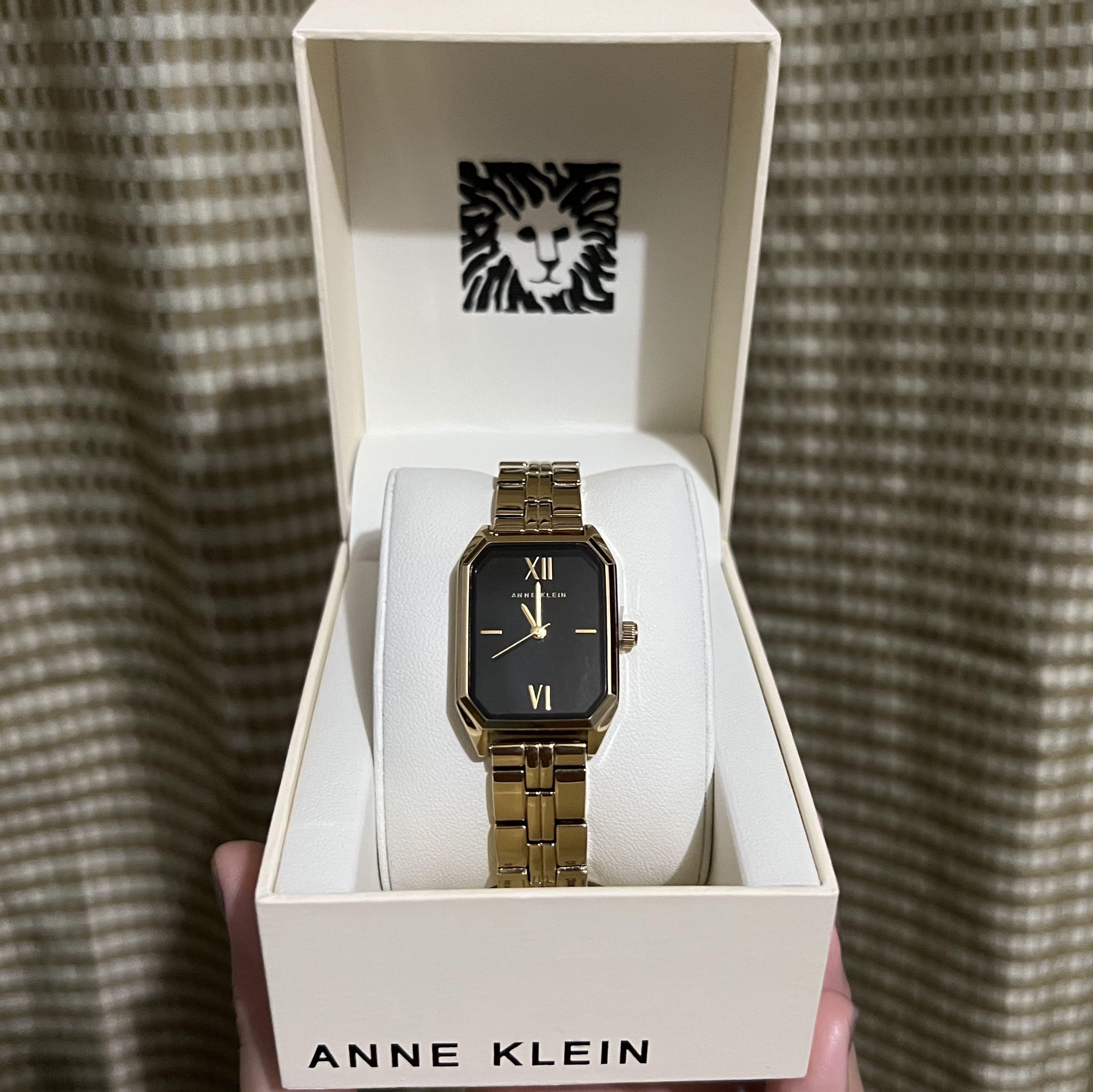 Anne klein black and gold watch top