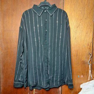 Oversized, bejeweled chiffon top