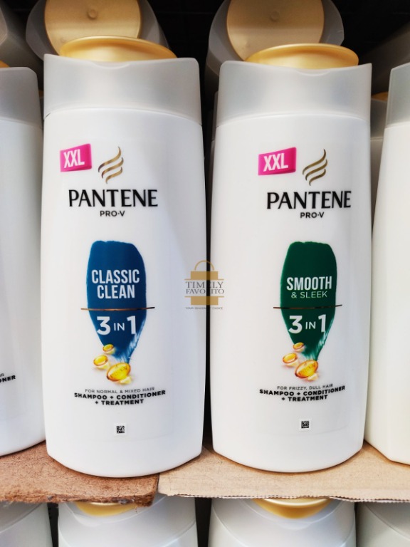 Pantene ProV 3in1 Smooth & Sleek/Classic Clean Shampoo 700mL, Beauty