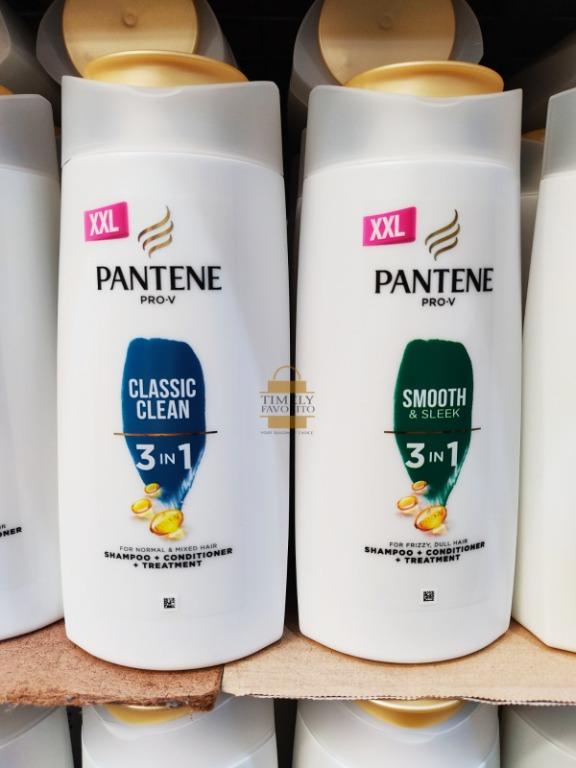 Pantene ProV 3in1 Smooth & Sleek/Classic Clean Shampoo 700mL, Beauty