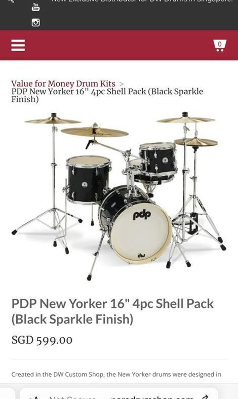 PDP New Yorker 16inch Drum kit 4 pc complete kit Hobbies Toys