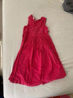 pink magenta flare kids dress with beads details baju anak