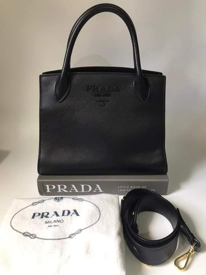 Prada Small Cuir Bag (Category: Luxury Bags & Wallets) located in Manila. Submitted by bagislifeshop (Listing ID 1164514193, Image 1). Description: ▪️Prada Small Cuir Bag▪️ ☑️Available in Bacolod ✅Condition: 9/10 ✅Material: black saffiano in GHW ✅Inclusions: dustbag, receipt and long strap.