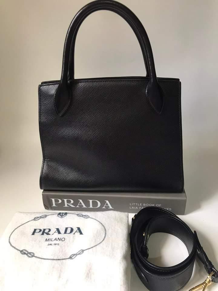 Prada Small Cuir Bag (Category: Luxury Bags & Wallets) located in Manila. Submitted by bagislifeshop (Listing ID 1164514193, Image 2). Description: ▪️Prada Small Cuir Bag▪️ ☑️Available in Bacolod ✅Condition: 9/10 ✅Material: black saffiano in GHW ✅Inclusions: dustbag, receipt and long strap.