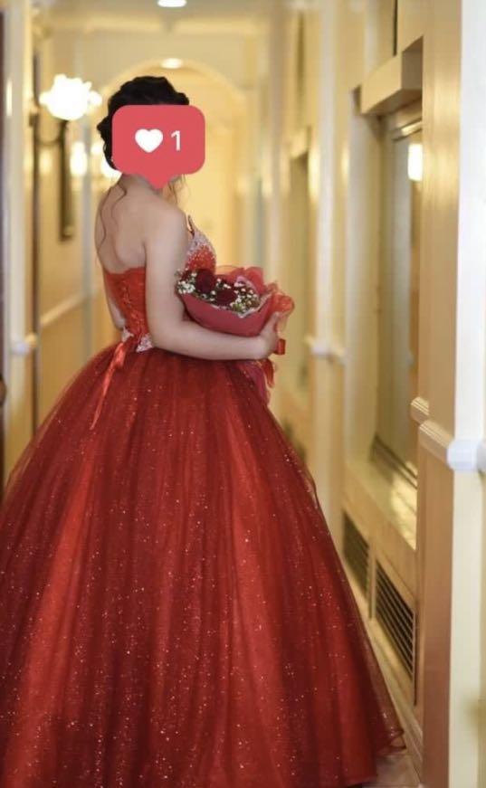 Red gown (prom, debut & pictorials), Women's Fashion, Dresses & Sets