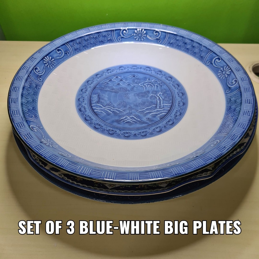 SET OF 3 ASSTD. BIG SERVING PLATES, Furniture & Home Living