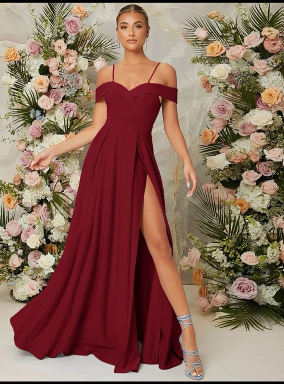 Plain red long dress online