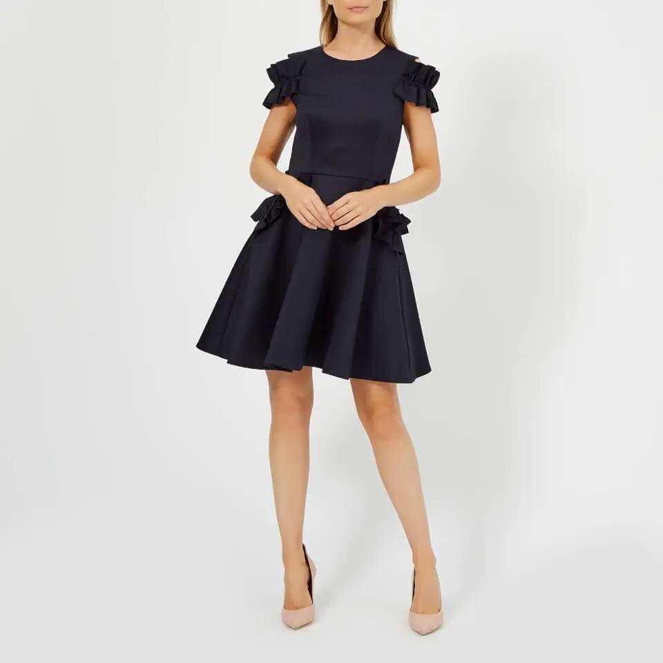Ted Baker Deneese ruffle detail Navy Dress