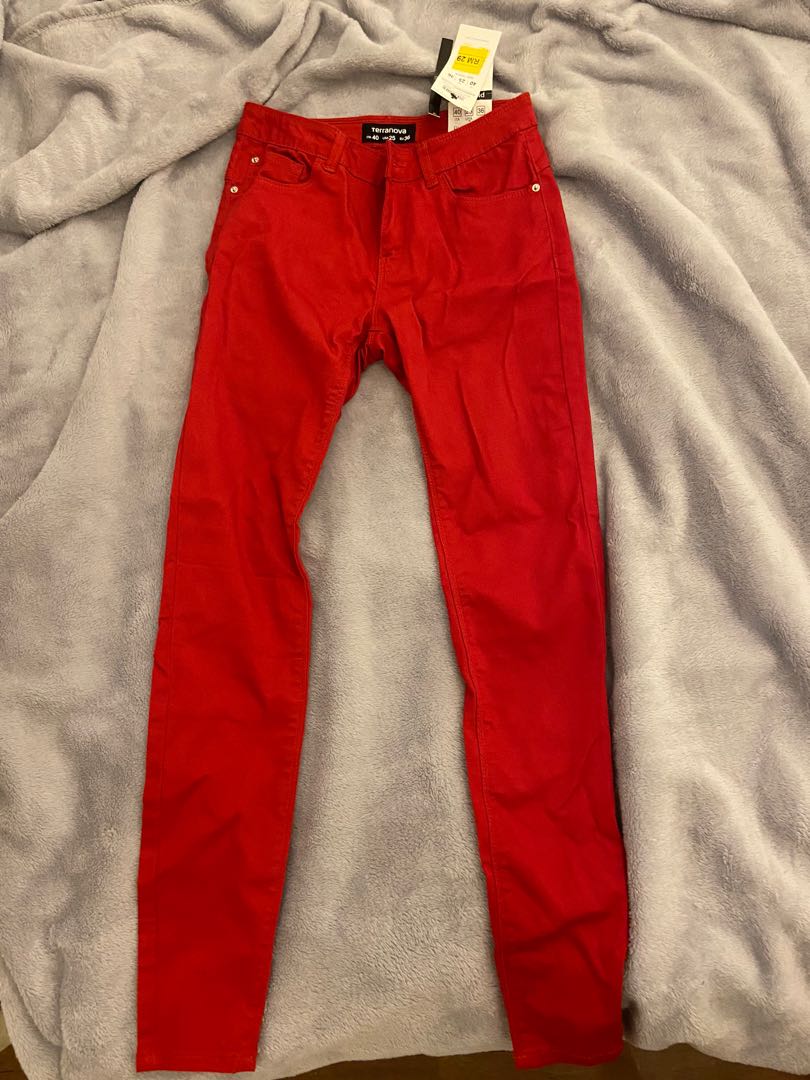 terranova push up red jeans pants, Women's Fashion, Bottoms, Jeans \u0026  Leggings on Carousell