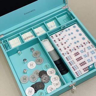 TIFFANY BLUE LEATHER MAHJONG SET