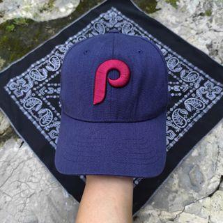 TOPI MLB BASEBALL BUILT UP BIRU NAVY MAROON M-XL ORIGINAL INISIAL P