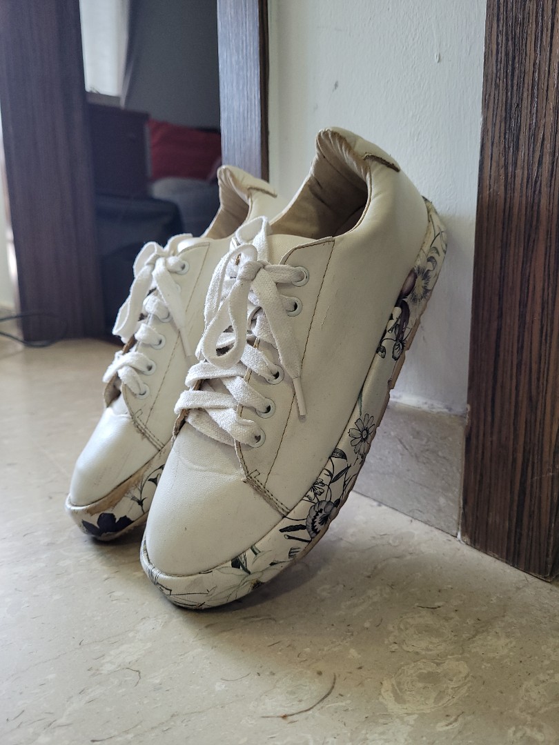 white floral sneakers