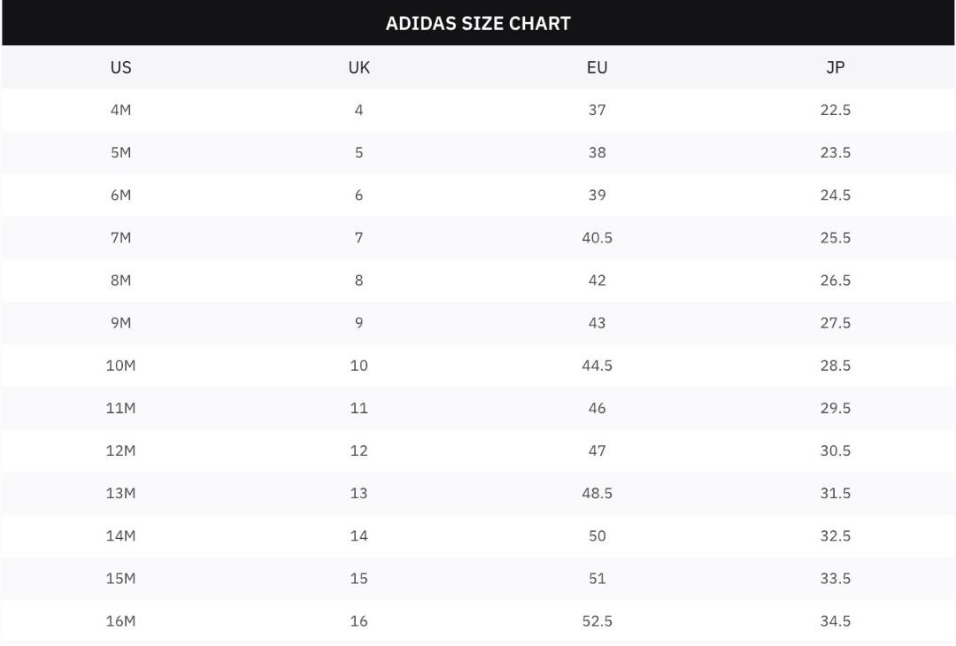 Adidas yeezy kid store size chart 50