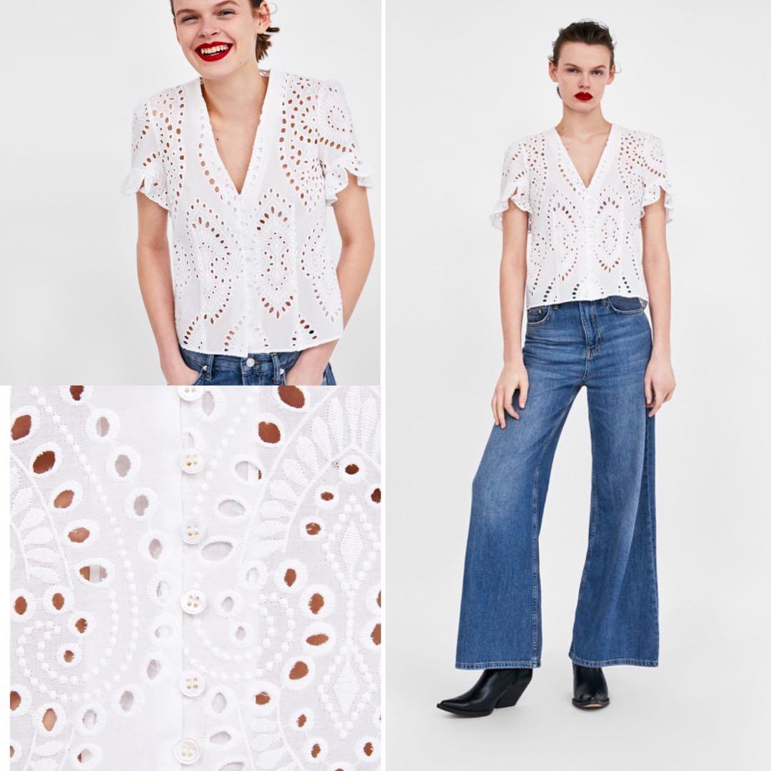 EMBROIDERED BLOUSE, Women's Fashion, Tops, Blouses on Carousell