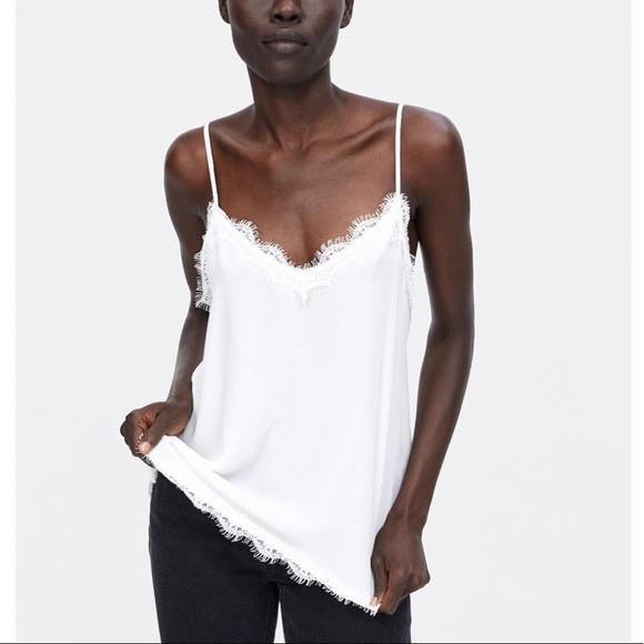 ZARA SATIN WHITE TOP, Fesyen Wanita 