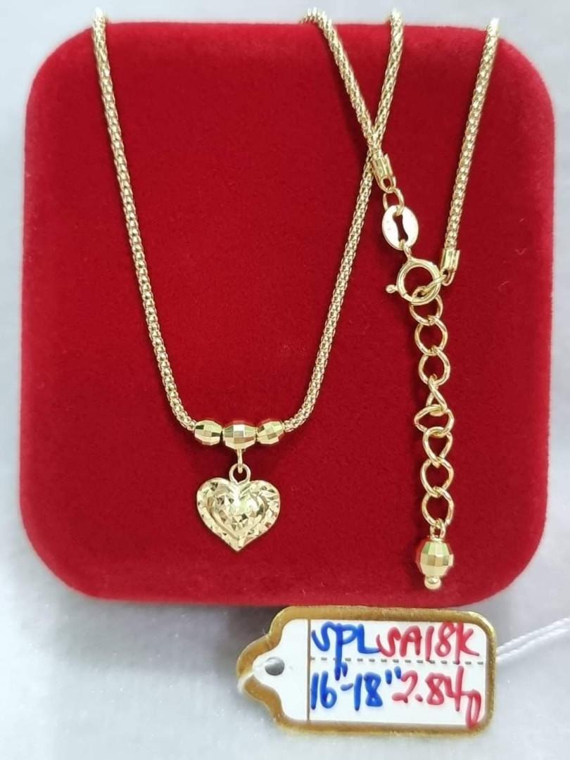 18K Saudi Gold center heart necklace, Women's Fashion, Jewelry ...