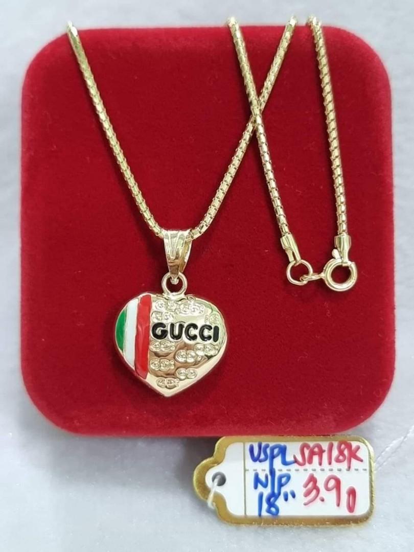 18K Saudi Gold Gucci heart necklace