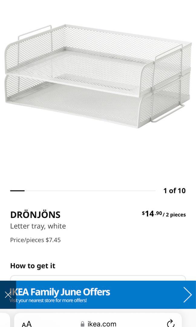 8 x IKEA file trays, Furniture & Home Living, Home Improvement