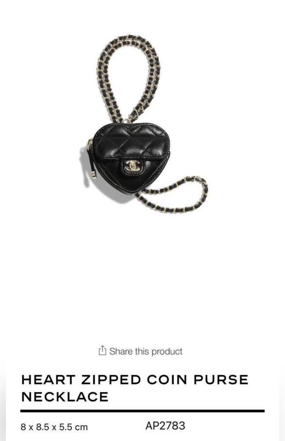 Chanel CC in Love Heart Chain Necklace Zip Coin Purse Quilted Lambskin  Purple 21548736