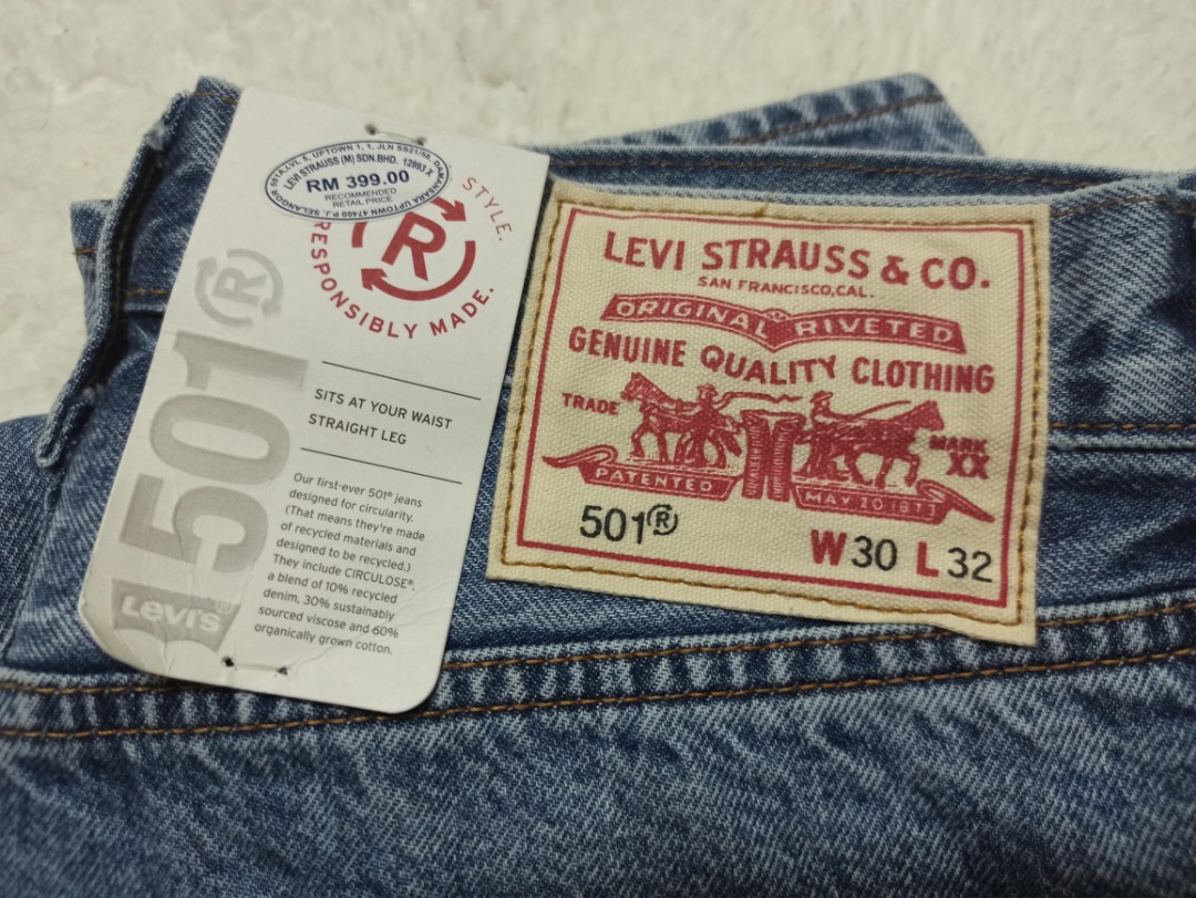 New ] Levi's Circular 501 Big E original Fit - Sustainable - Button Fly W30  L32 -, Men's Fashion, Bottoms, Jeans on Carousell