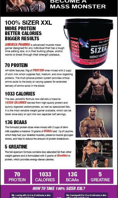 America Pharma Sizer Xxl Mass Gainer, Health & Nutrition, Health ...