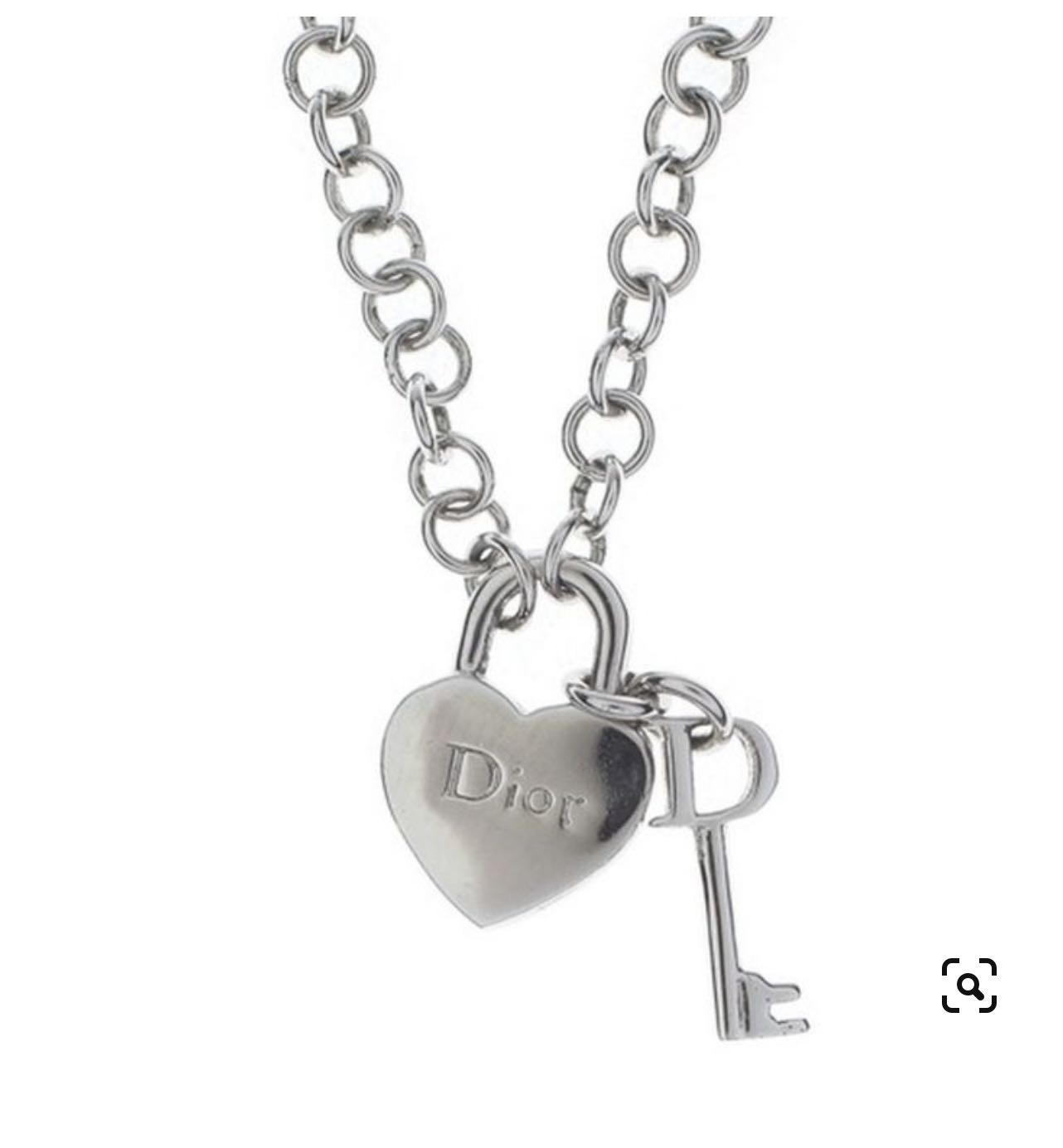 Authentic Christian Dior Heart Key silver necklace Luxury