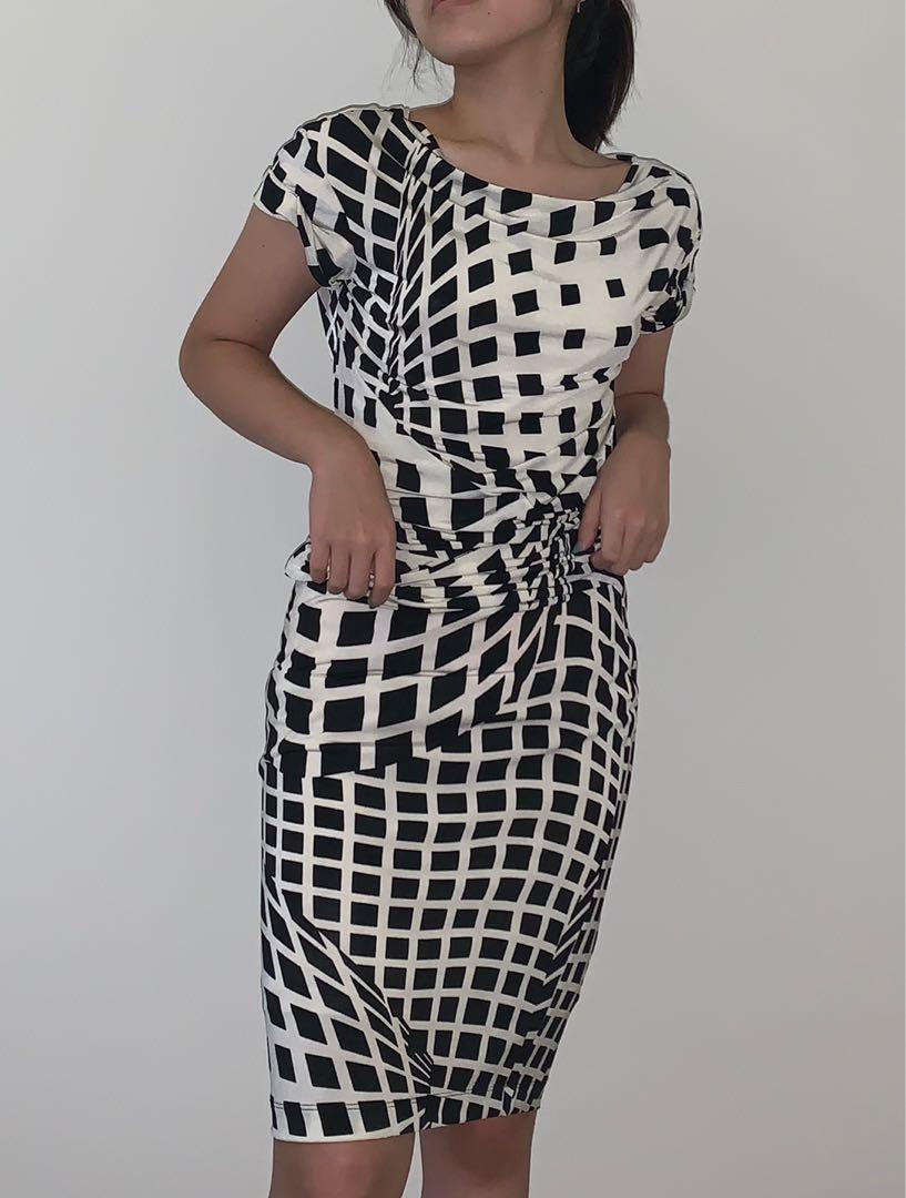 Black \u0026 White Patterned Dress, Fesyen 