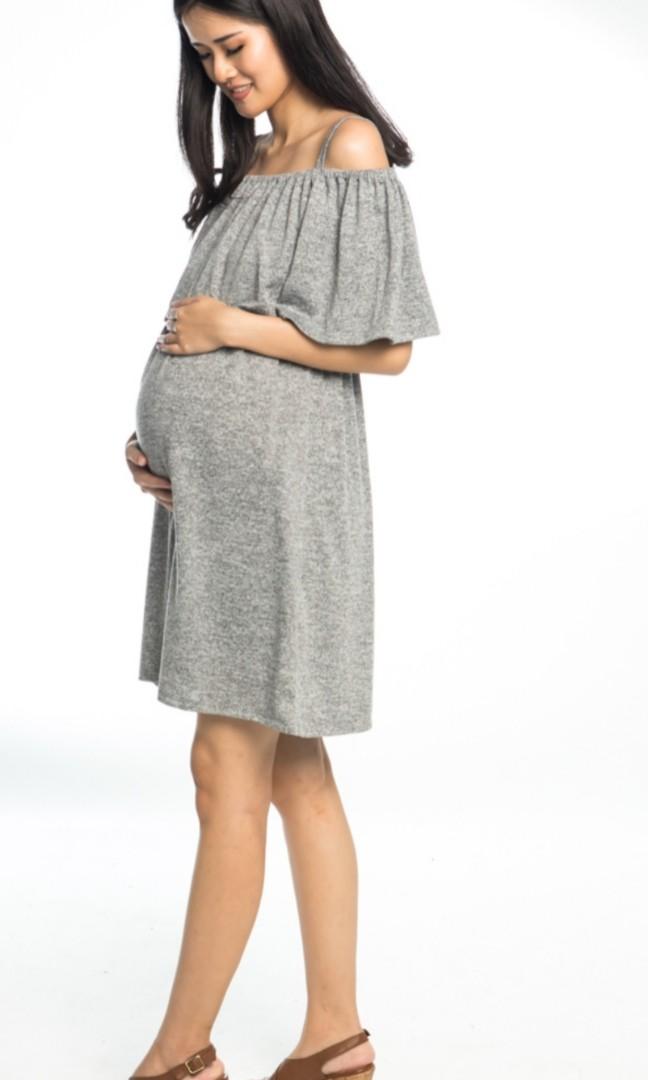 Camilla Off Shoulders Nursing Dress Gray Women s Fashion