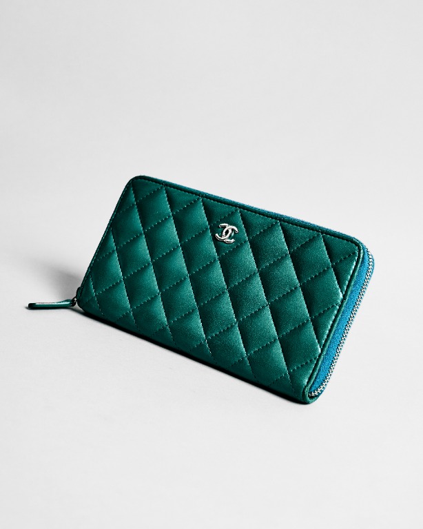 Chanel Classic Green Zipper Long Wallet