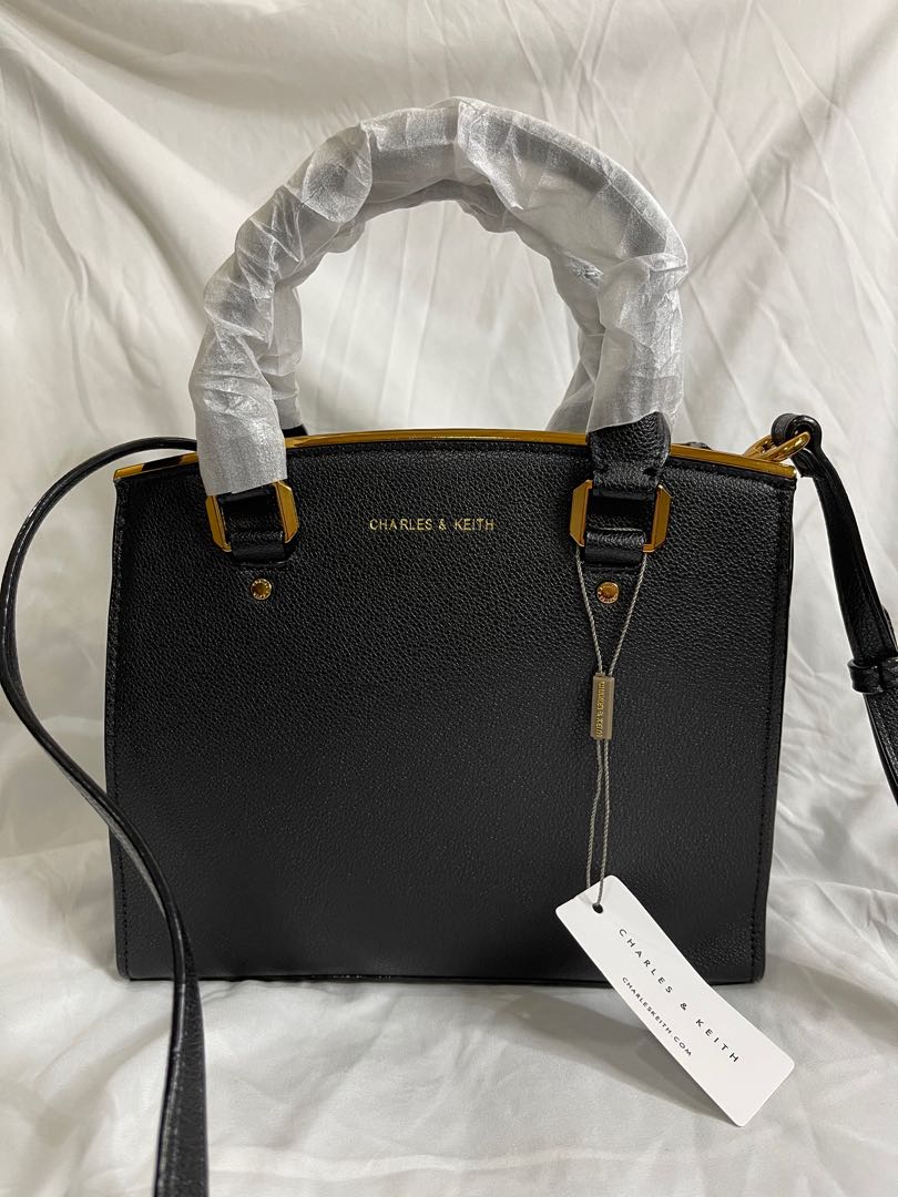 Charles & Keith Black Bag w/ Sling, Luxury, Bags & Wallets on Carousell