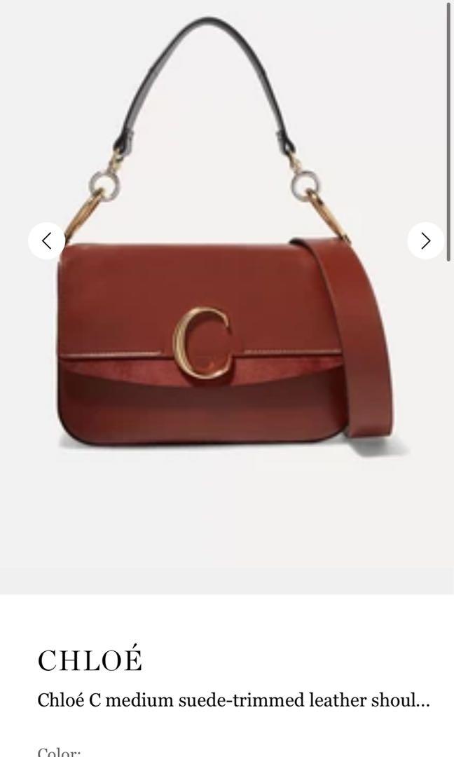 Chloe C medium suede trimmed leather shoulder bag