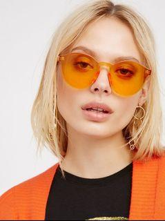 Cuci gudang rimless jelly candy orange sunglasses unisex kacamata oren oranye