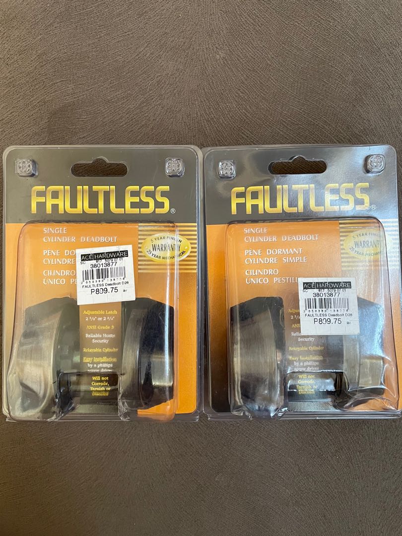 Fault Less Lock Key FAULTLESS Deadbolt D28, Furniture & Home Living, Security & Locks ...