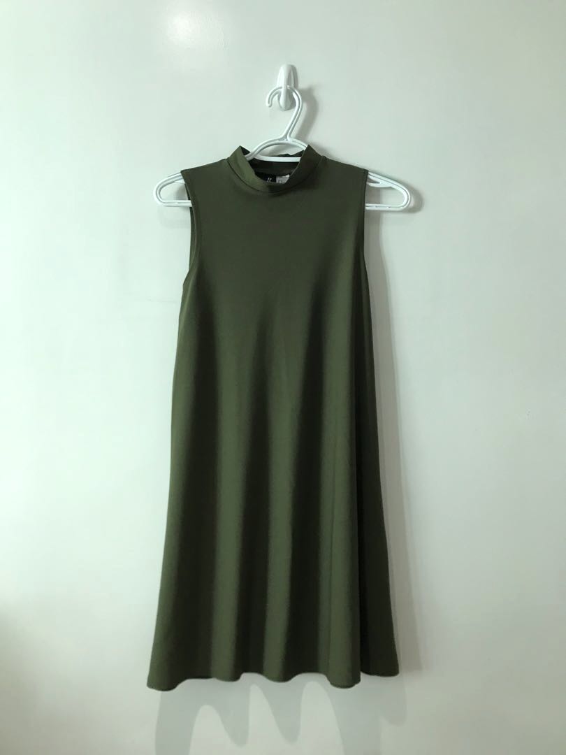 H&M Olive Green Dress, Women's Fashion, Dresses & Sets, Dresses on