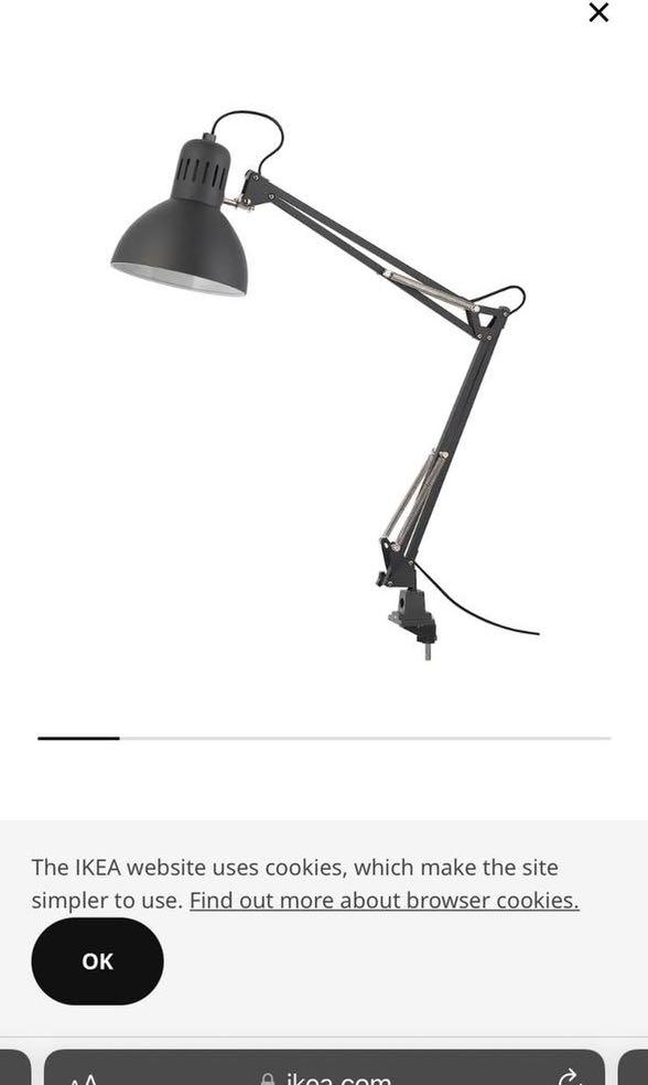 IKEA tertial work lamp (with E27 lightbulb), Furniture & Home Living