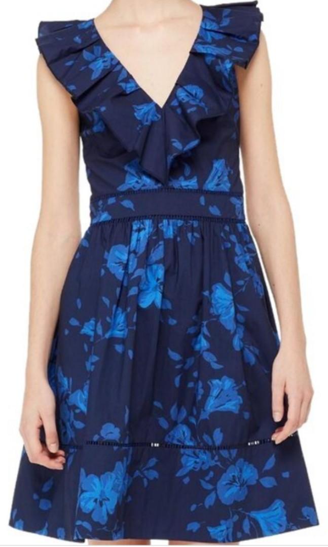 Kate Spade Inspired Blue Hibiscus Floral Dress