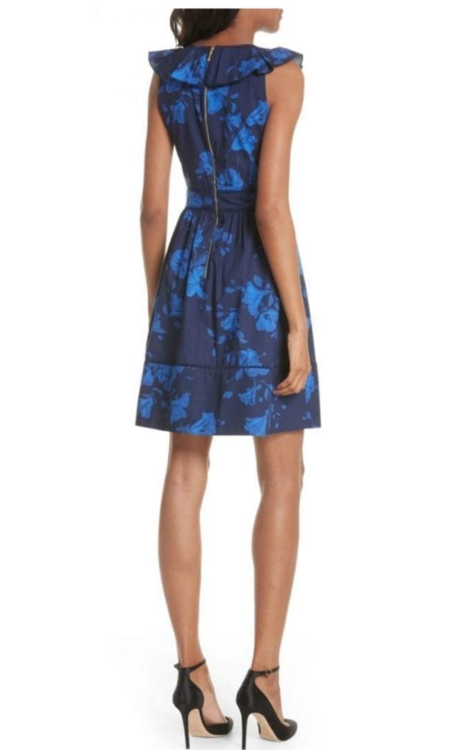 Kate Spade Inspired Blue Hibiscus Floral Dress Women s Fashion Muslimah Fashion Dresses on Carousell