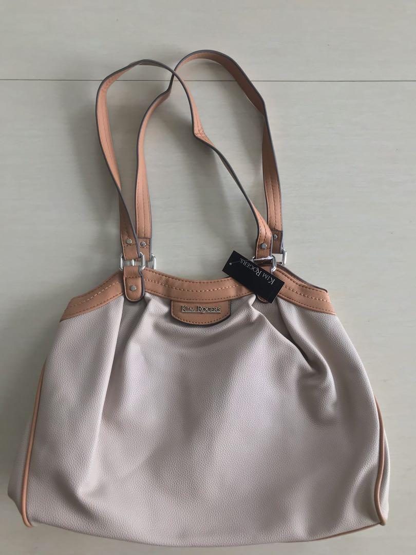 New~Kim Rogers 2-Tone Handbag/Purse~~Straw and Tan~Shoulder Strap and Top  Handle | eBay