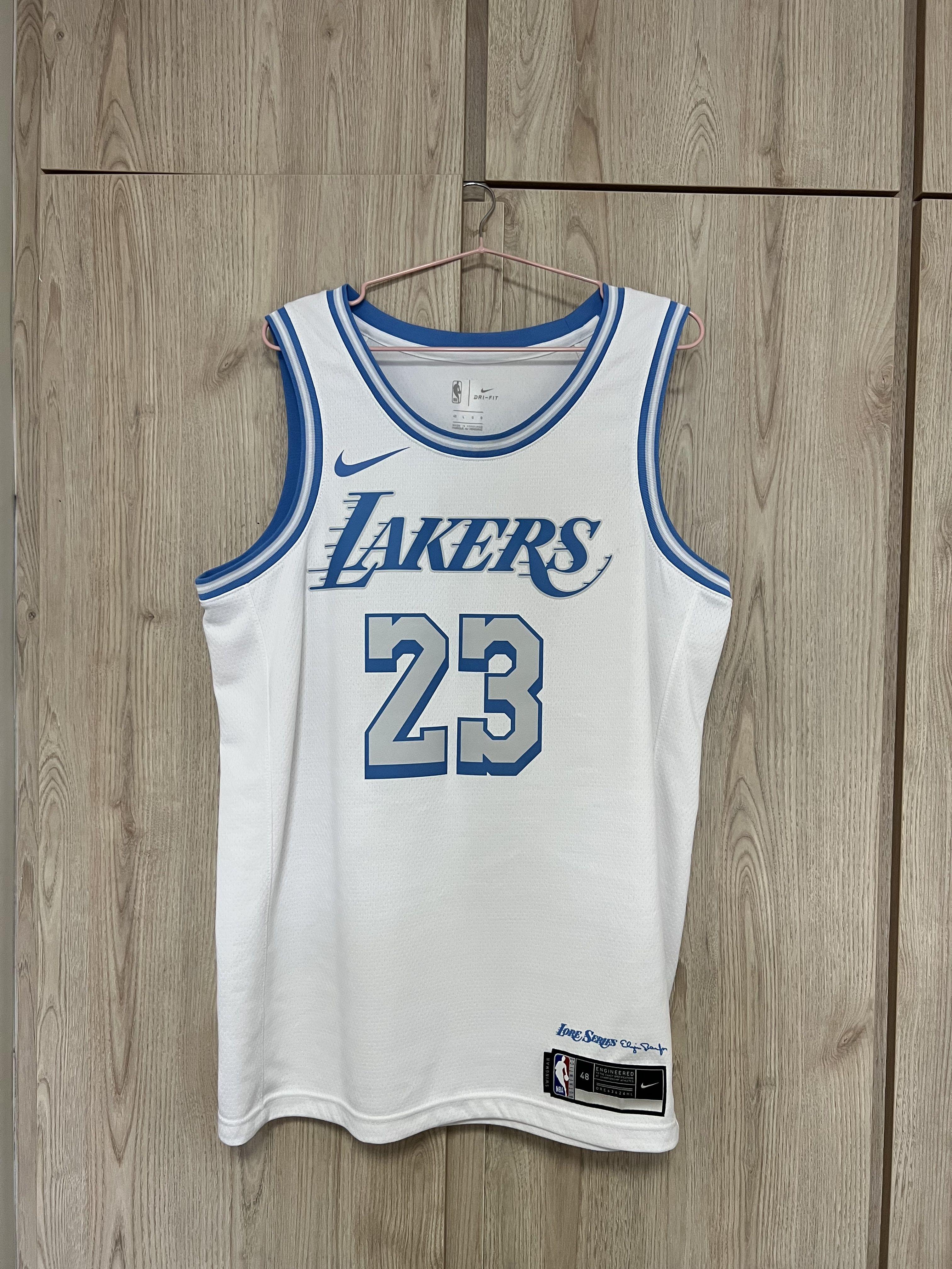 Los Angeles Lakers #23 LeBron James White City Edition 2020-21 New Blue  Silver Logo Stitched