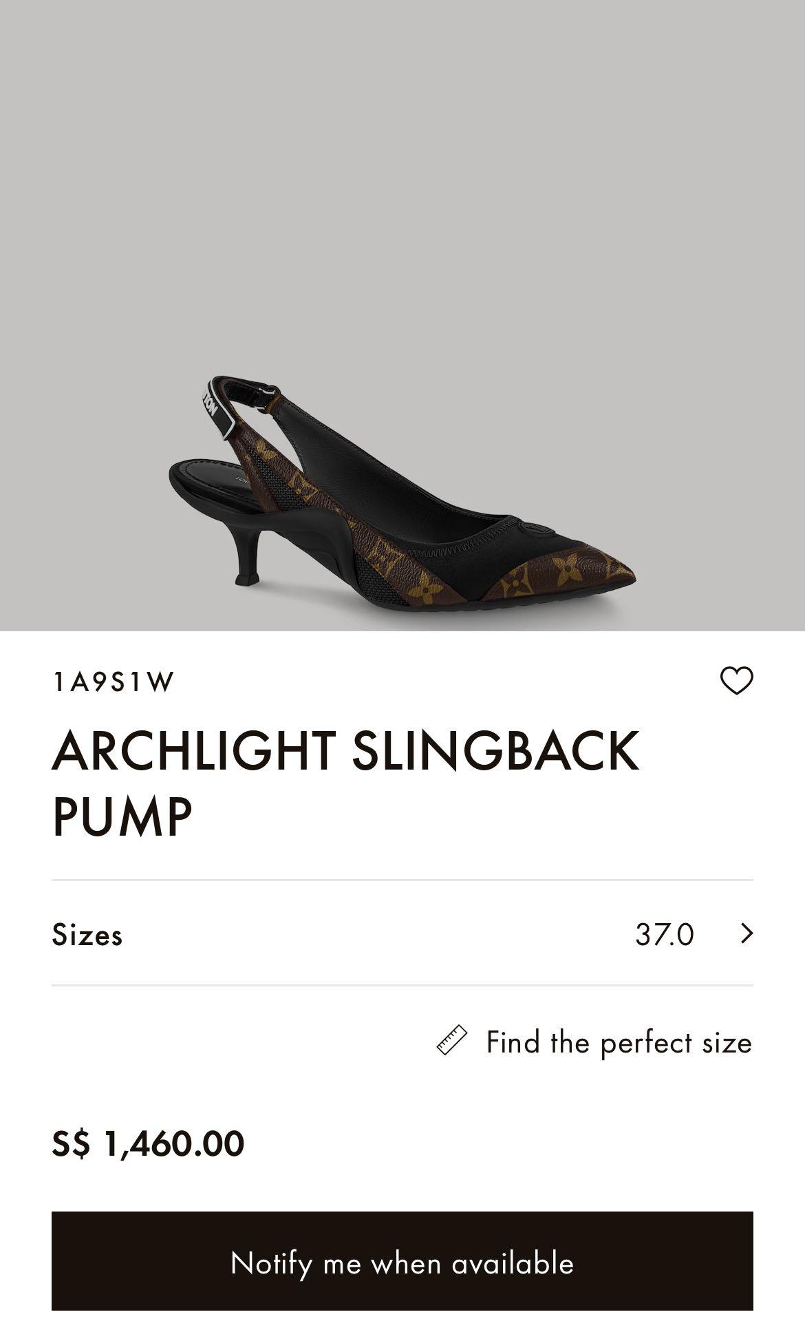 Louis Vuitton Archlight Slingback Pump BLACK. Size 38.0