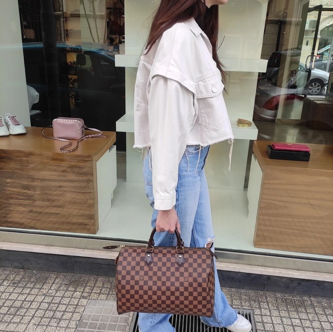 Louis Vuitton Speedy 35 Damier Ebene Satchel Bag