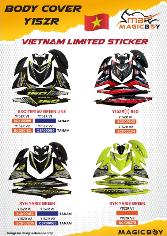 Magic Boy Body Cover Set (Vietnam Limited Sticker) SNIPER 150 V1 & V2 ...