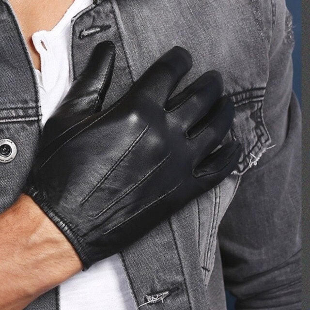 Tight black sales leather gloves