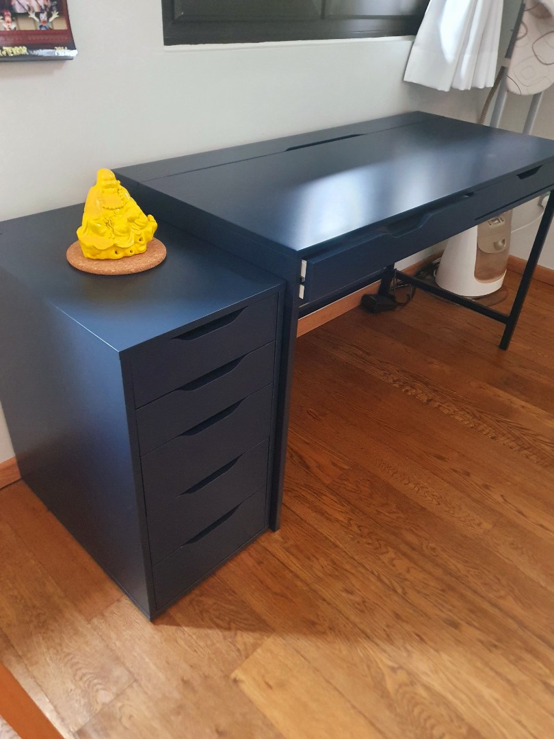 Navy Blue Desk and Draws, Furniture & Home Living, Furniture, Tables