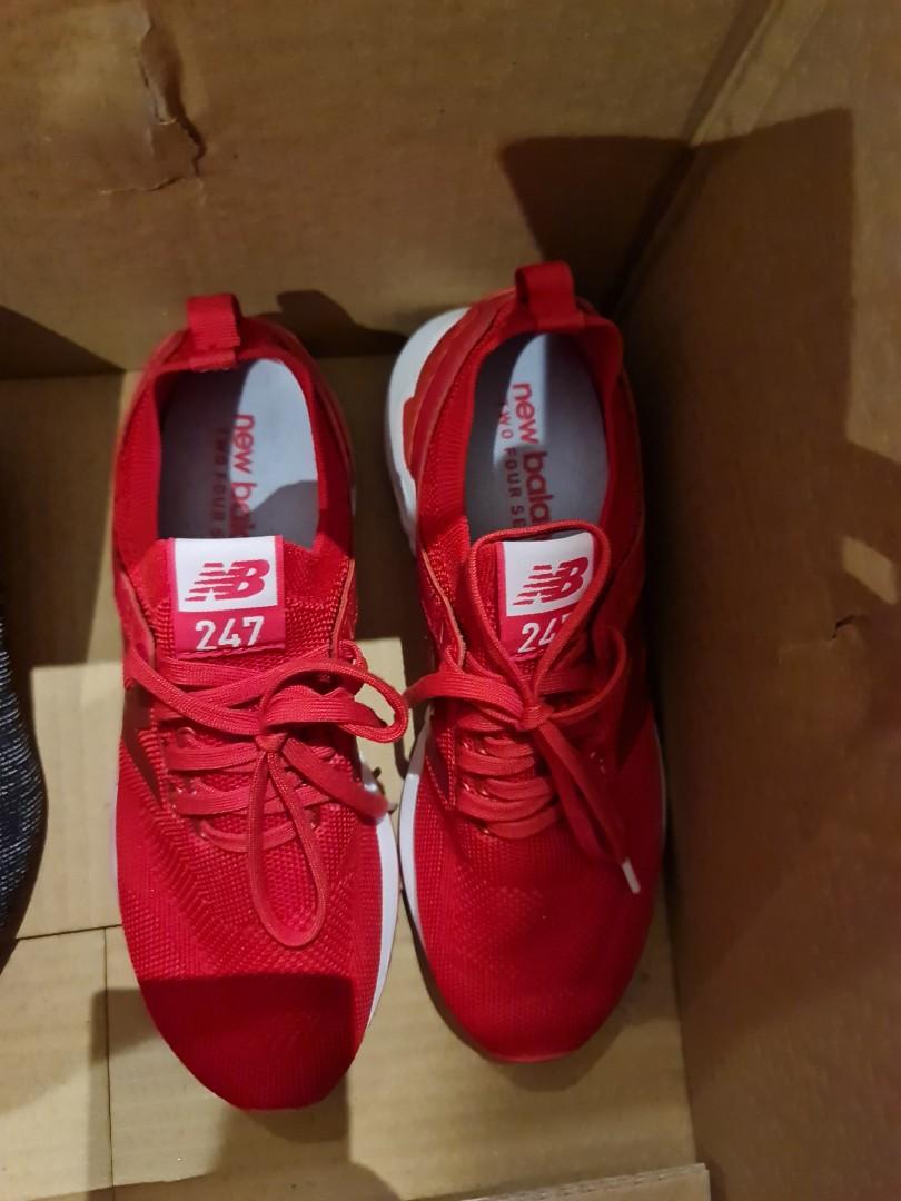 New Balance red running shoes