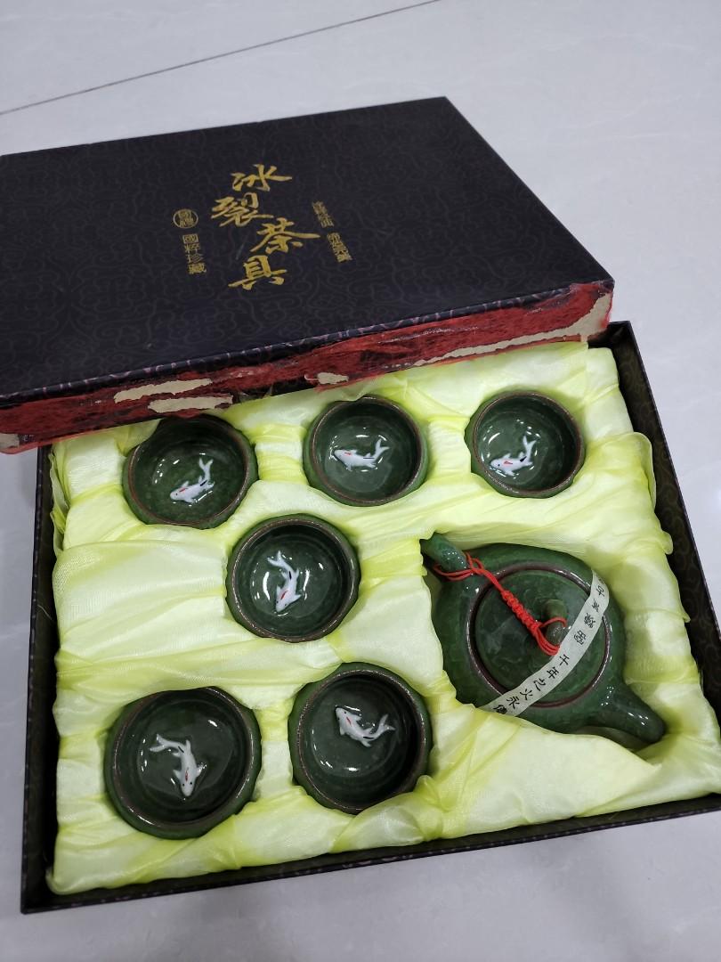 NEW Porcelain Jade Green Chinese Tea Set, Furniture & Home Living, Kitchenware & Tableware