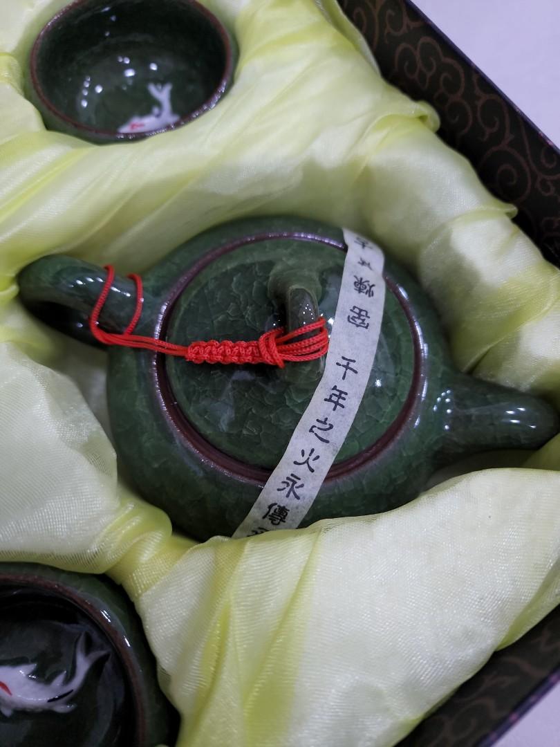 NEW Porcelain Jade Green Chinese Tea Set, Furniture & Home Living, Kitchenware & Tableware