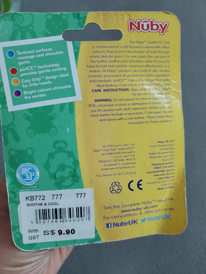 NUBY Soothing teether for only 199 (Category: Soothers & Pacifiers) located in Taguig. Submitted by therealbargain (Listing ID 1164674787, Image 2). Description: STRICTLY NON-NEGOTIABLE ✔CHEAPEST IN CAROUSEL/LAZADA & SHOPEE ✔100%AUTHENTIC ✔BRANDNEW ✔STOCKS FROM USA/SINGAPORE FULL REFUND IF PROVEN FAKE!! ❌ NO TO LOWBALLER.