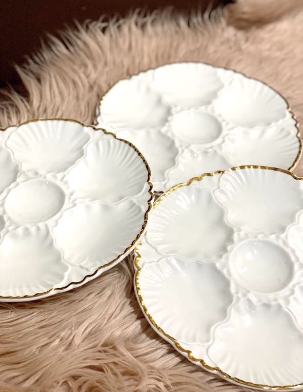 Oyster Plate Collection Antique Porcelain de Baudour, Vintage Belgian